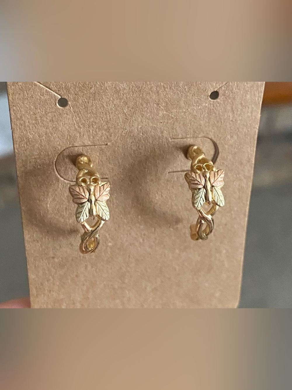 10K Gold Black Hills Gold Butterfly Earrings